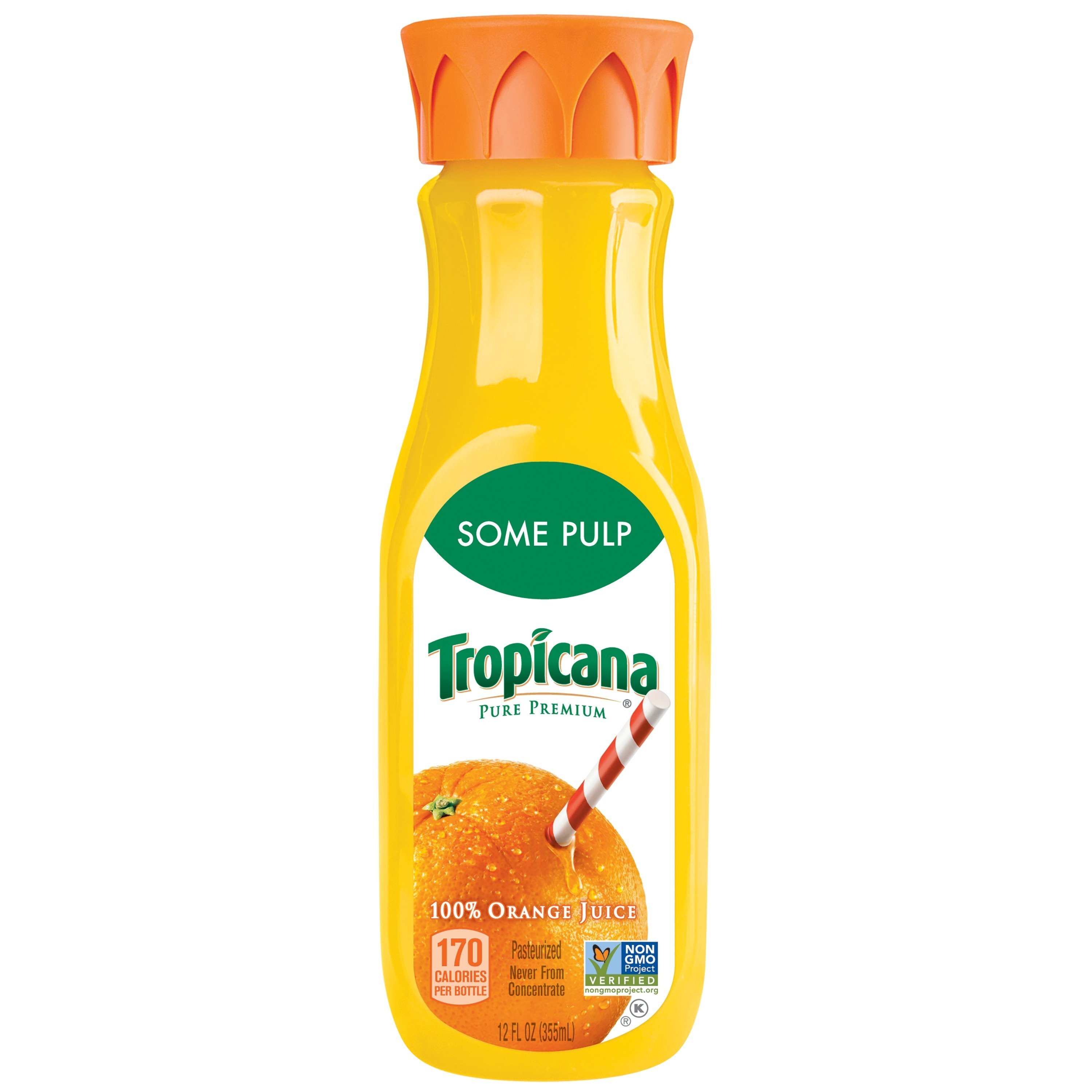 Tropicana Pure Premium, Some Pulp 100% Orange Juice, 12 oz Bottle - image 1 of 3