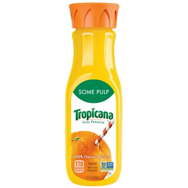 Tropicana Pure Premium, Some Pulp 100% Orange Juice, 12 oz Bottle