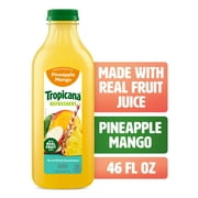 Tropicana Refreshers Pineapple Mango Juice Drink, with Real Fruit Juice, 46 fl oz Bottle