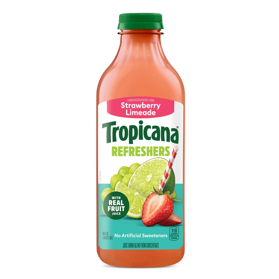 Tropicana Refreshers Strawberry Limeade, with Real Fruit Juice, 46 fl oz Bottle