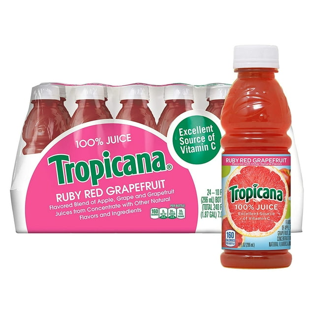 Tropicana Ruby Red Grapefruit Juice, 10 Ounce Bottles (Pack of 24