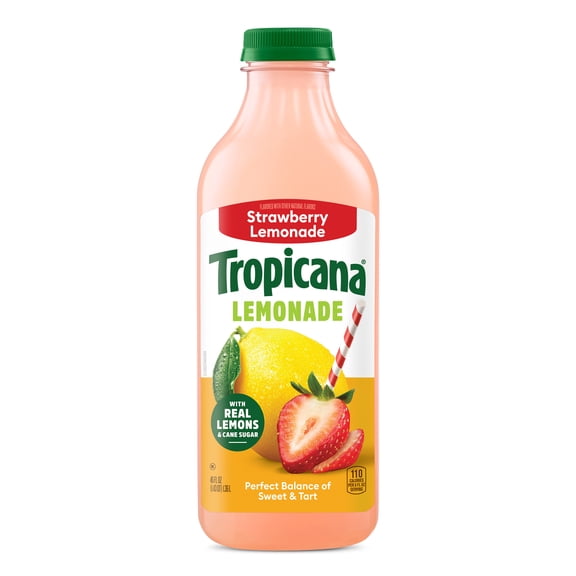 Tropicana Strawberry Lemonade, Made with Real Lemons, 46 fl oz Bottle