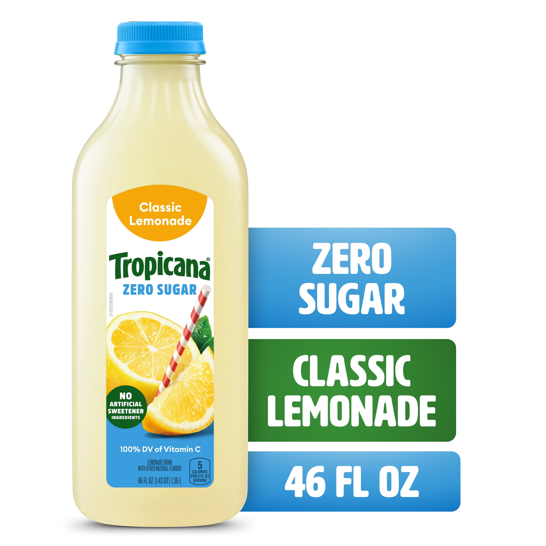 Tropicana Zero Sugar Classic Lemonade, 46 fl oz Bottle