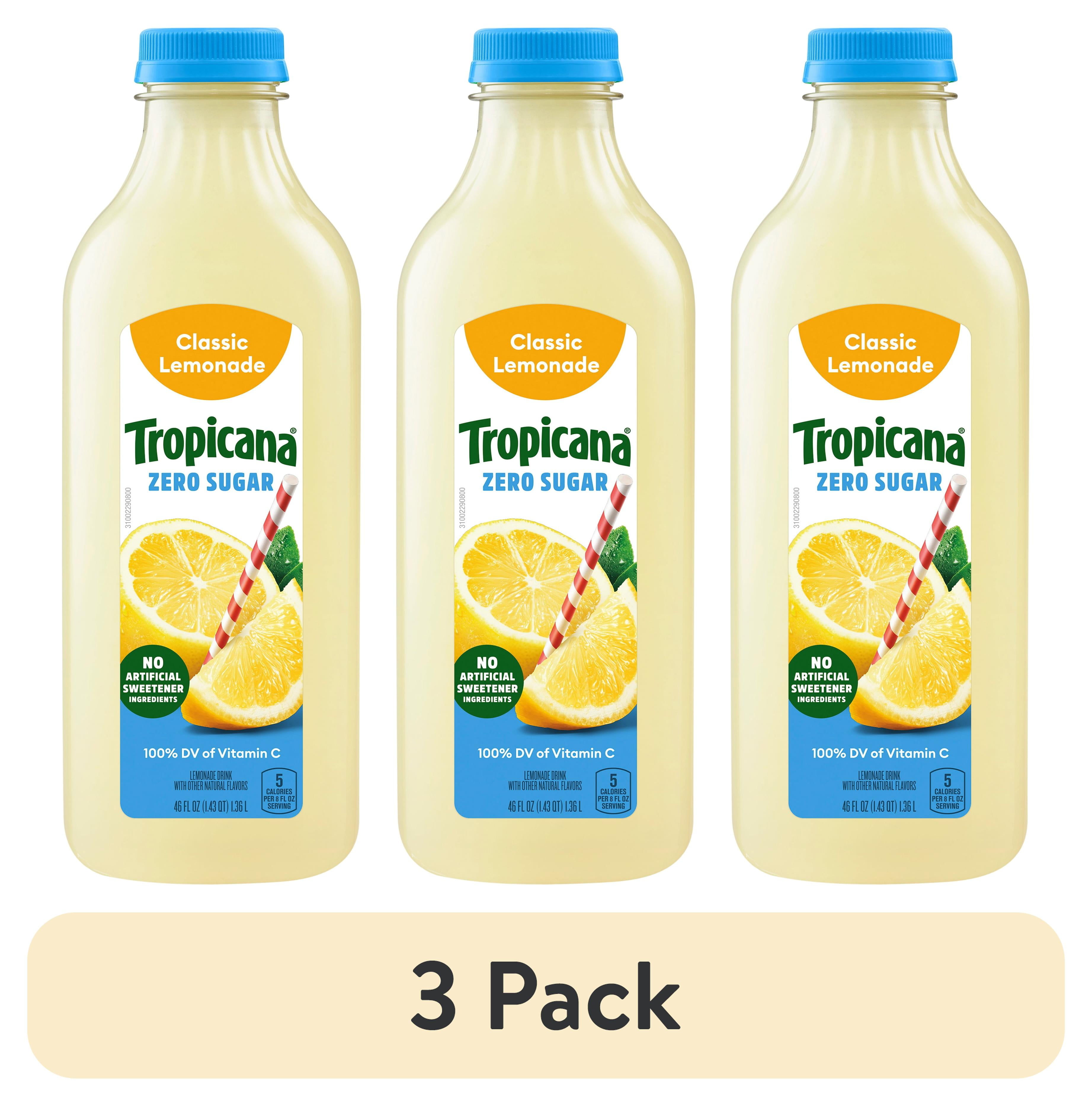 (3 pack) Tropicana Zero Sugar Classic Lemonade, 46 fl oz Bottle ...