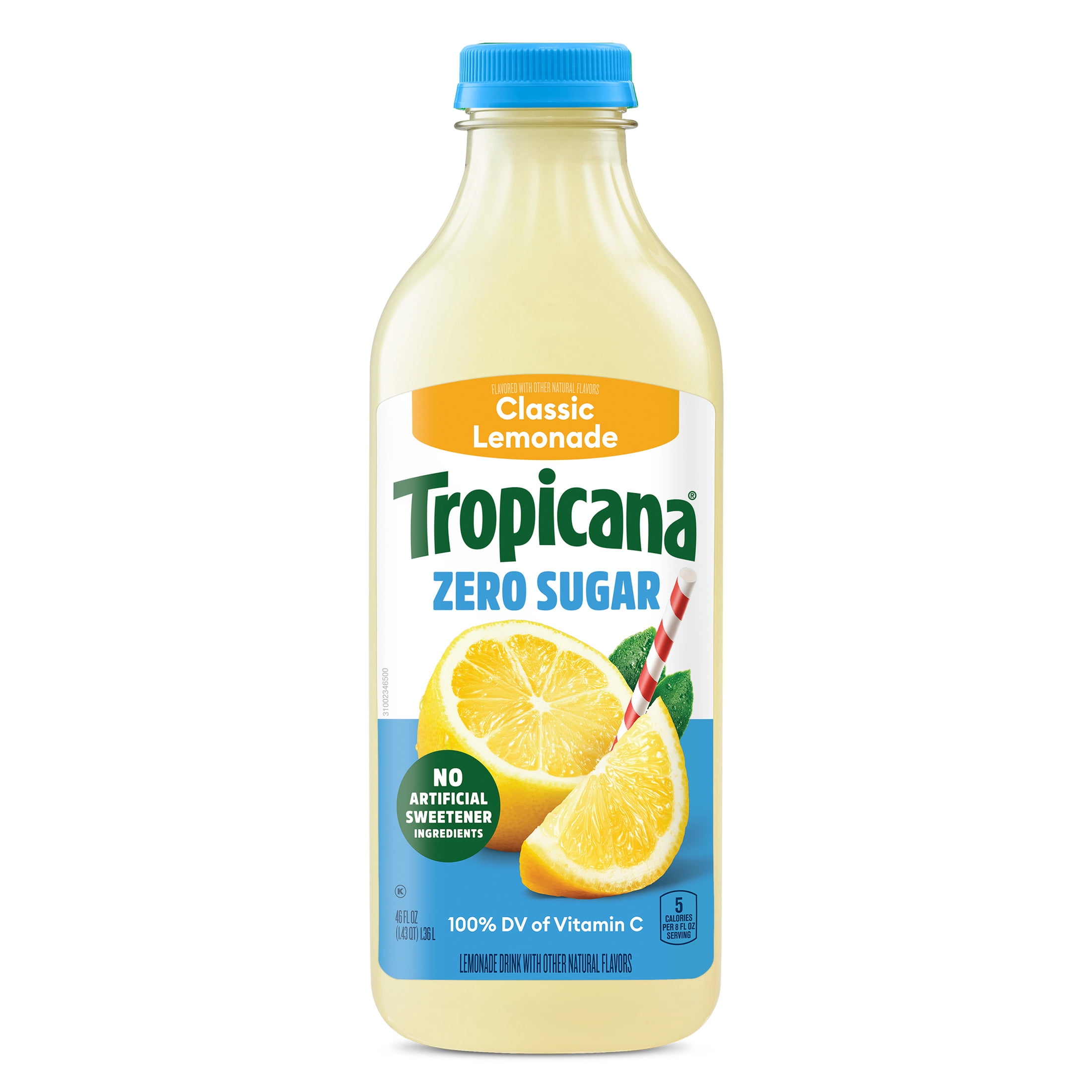 Tropicana Zero Sugar Classic Lemonade, 46 fl oz Bottle
