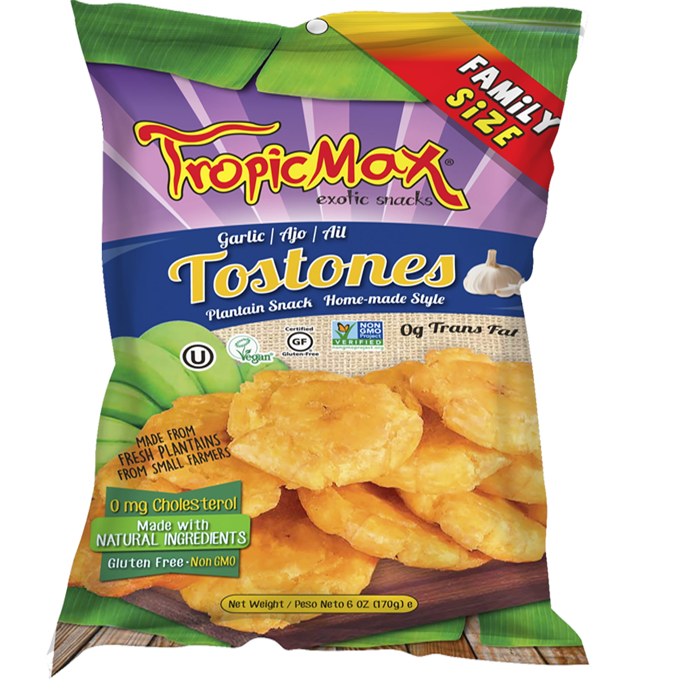 Tropicmax Tostones Garlic Family Size Chips, 6oz