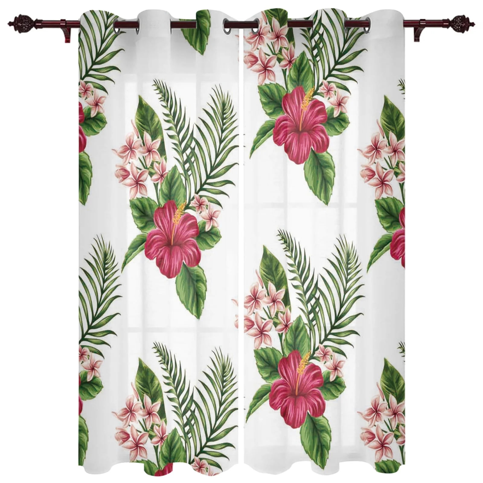 Tropics Art Rainforest Flower Plant Window Curtains for Living Room