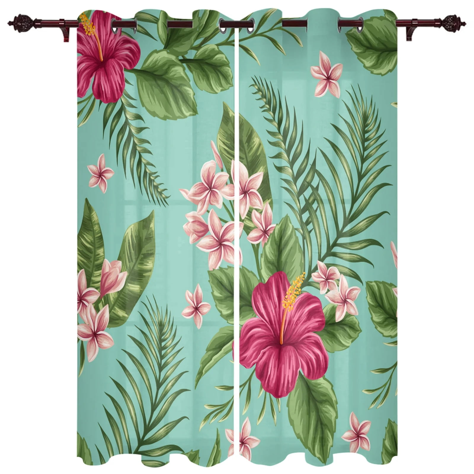 Tropics Art Rainforest Flower Plant Window Curtains for Living Room