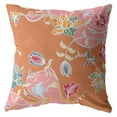 thumbnail image 1 of Amrita Sen Tropics 18" Suede Double Sided Zippered Pillow in Dark Blue/Orange, 1 of 5
