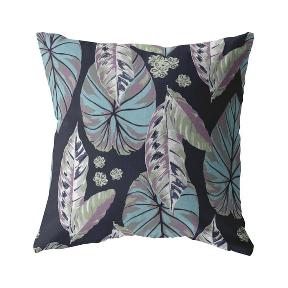 Amrita Sen Tropics 16" Suede Double Sided Zippered Pillow in Light Blue/Purple