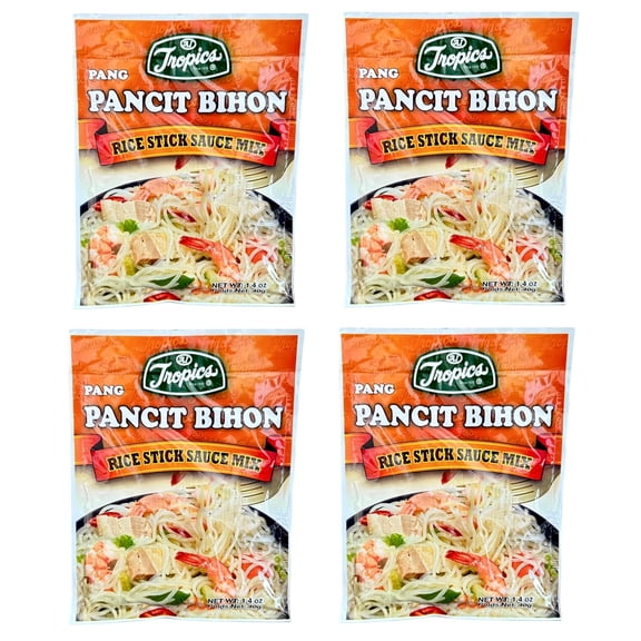 Tropics Pancit Bihon Rice Stick Sauce Mix, 1.4 oz Filipino Stir Fry Noodle Seasoning for Authentic Pancit Easy to Use Packet for Traditional Pinoy Recipes (Pack of 4)