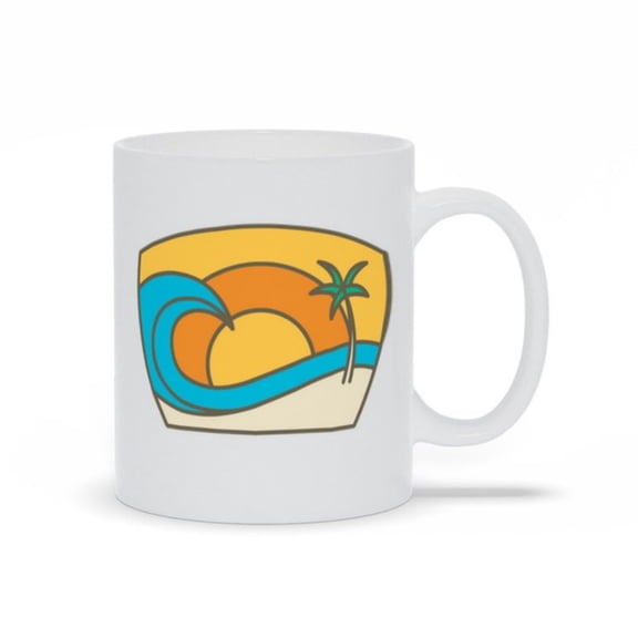 Tropil Sun Coffee Mug Pastel Wave, Palm Tree Beach House.