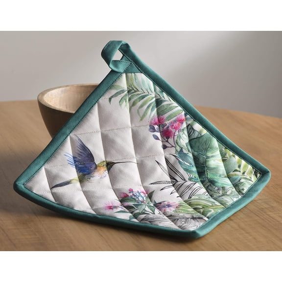 Tropiques Bundle Set  Cotton Set of 3 Kitchen Towels (20 Inch by 27.5 Inch) Oven Mitt (7.5 Inch by 13 Inch) and Set of 2 Pot Holders (8 Inch by 8 Inch)