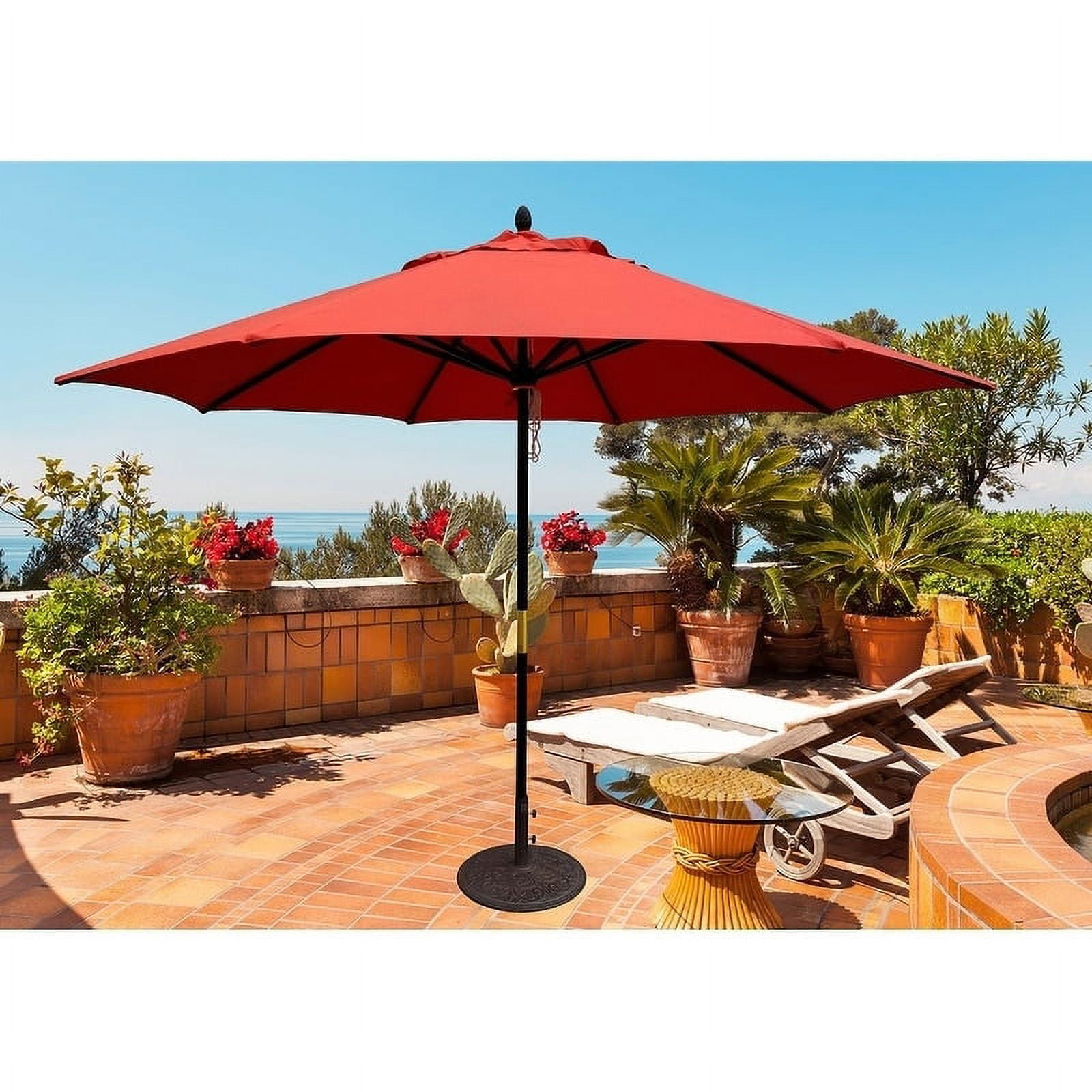 Tropishade 11 ft. Dark Wood Market Umbrella with Brick Red Tropishade 11 ft. Dark Wood Market Umbrella with Brick Red