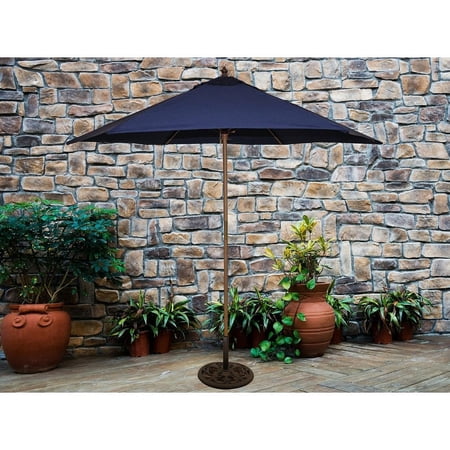 Tropishade 9' Wood Market Umbrella with Navy Cover