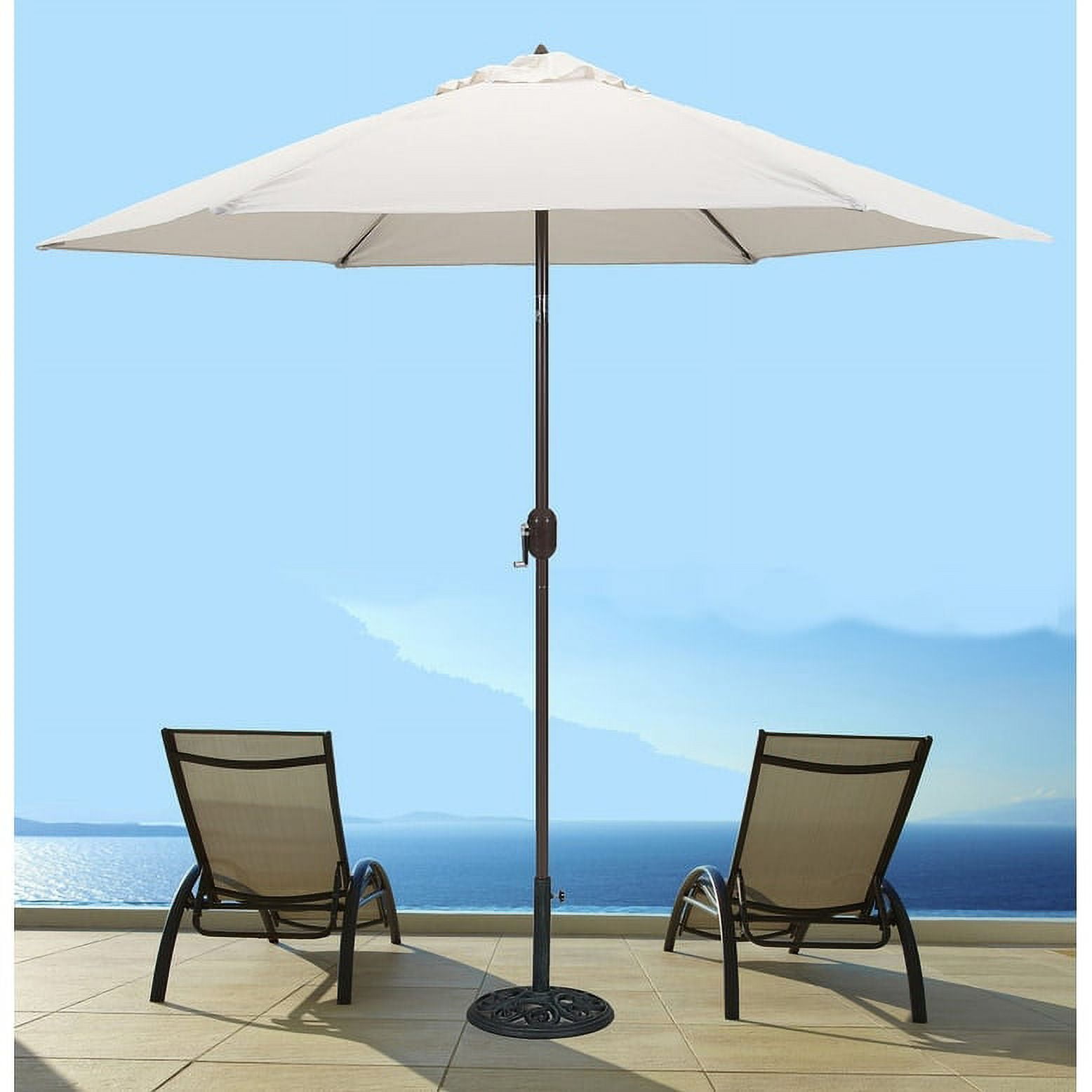 9 ft Bronze Aluminum Patio Umbrella with Natural Polyester Cover