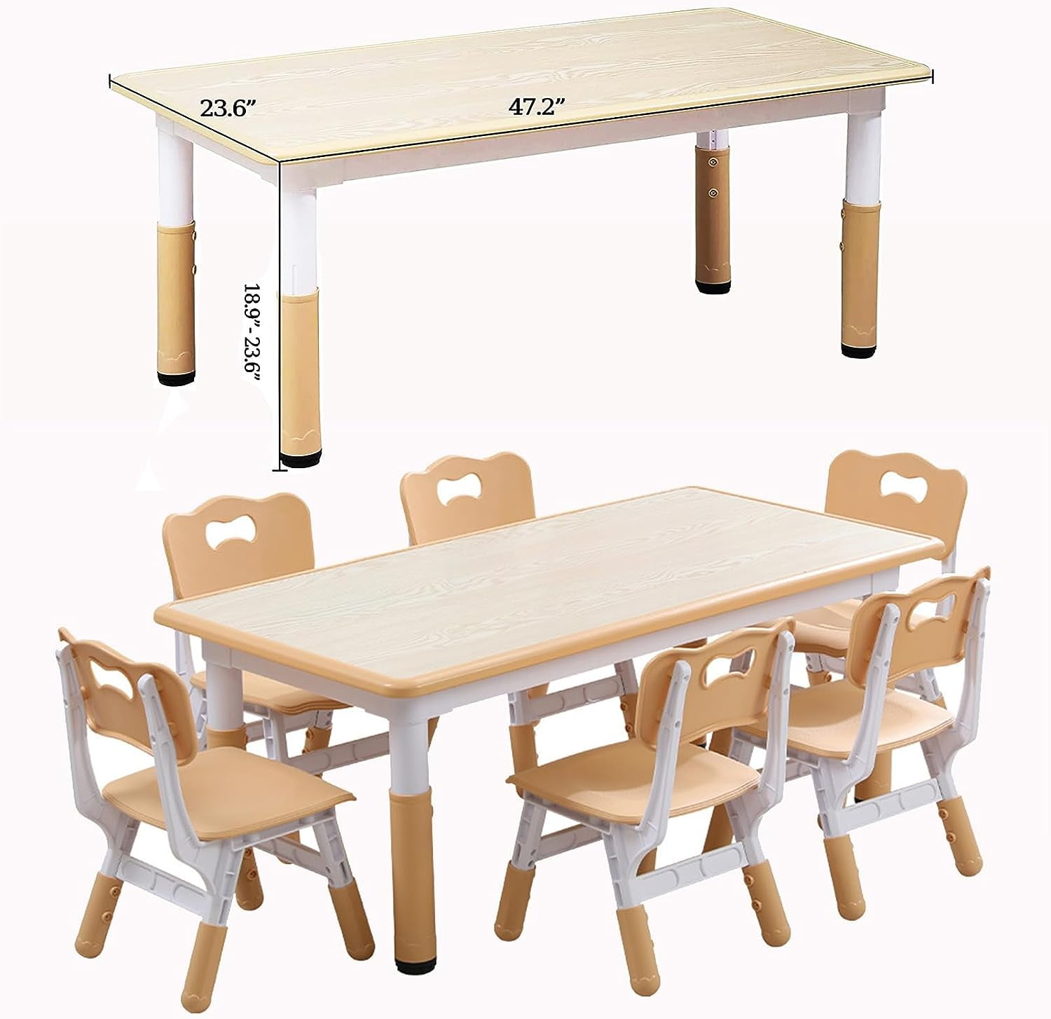 JoanKaren Kids Adjustable Table & 4 Chairs Set - For Crafts, Study, Ages 2-10, Graffiti Top
