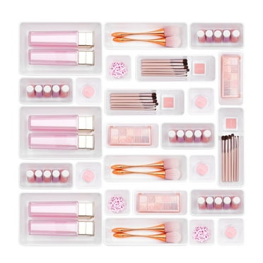 Trotianingyu 25 PCS Plastic Drawer Organizers Set,4-Size Drawer Organizer Trays for Makeup, Kitchen & Office