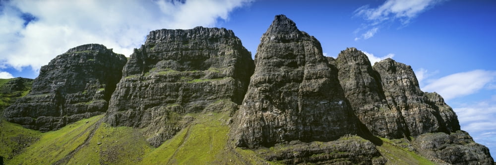 Trotternish Ridge behind the Old Man of Storr Stacks Trotternish Peninsula Isle of Skye Scotland Canvas Art - Panoramic Images (27 x 9)