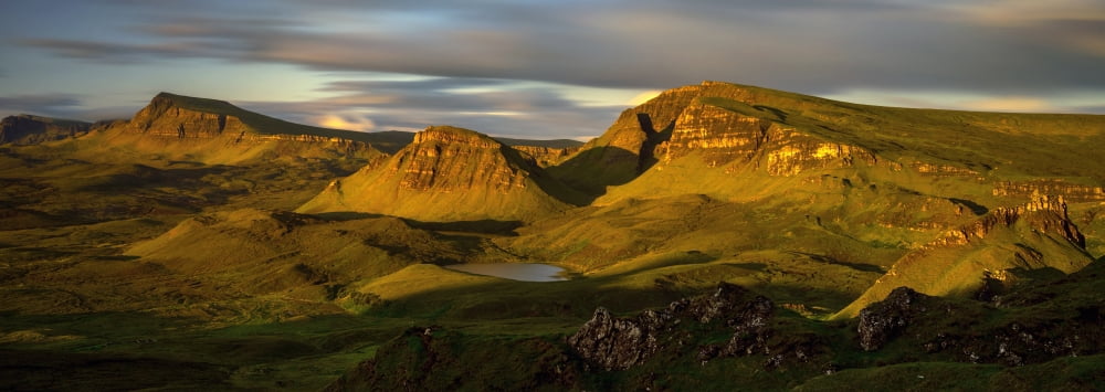 Trotternish Ridge in morning light Isle of Skye Scotland Canvas Art - Panoramic Images (13 x 36)