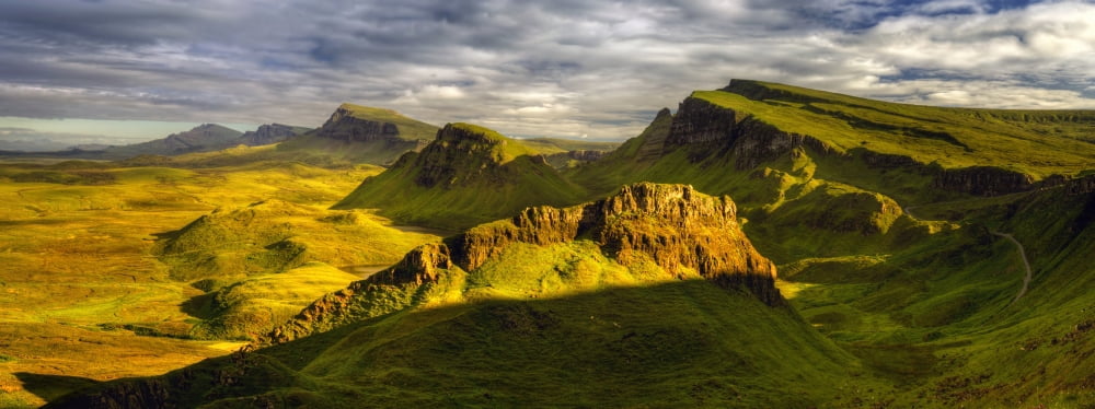 Trotternish Ridge in sunset light Isle of Skye Scotland Canvas Art - Panoramic Images (6 x 15)