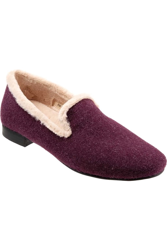 Womens Slippers 7.5 Wide Burgundy Felt