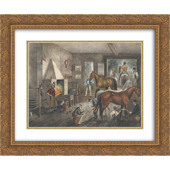 Trotting Cracks' At The Forge 2x Matted 22x19 Gold Ornate Framed Art Print