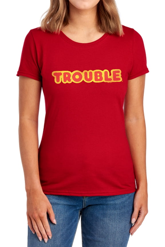 Trouble Logo Women's T Shirt, Red, Medium