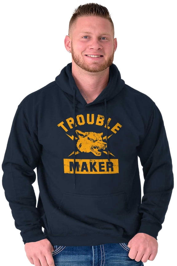 Trouble Maker Angry Wolf Gym Workout Hoodie Sweatshirt Women Men Brisco Brands L