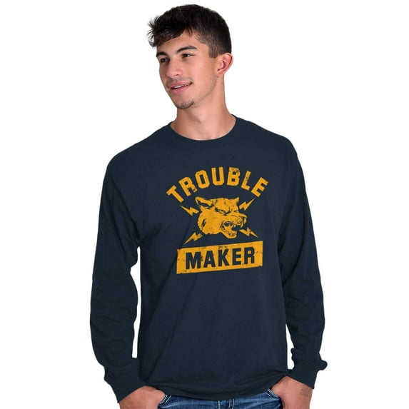 Trouble Maker Angry Wolf Gym Workout Long Sleeve TShirt Men Women Brisco Brands S