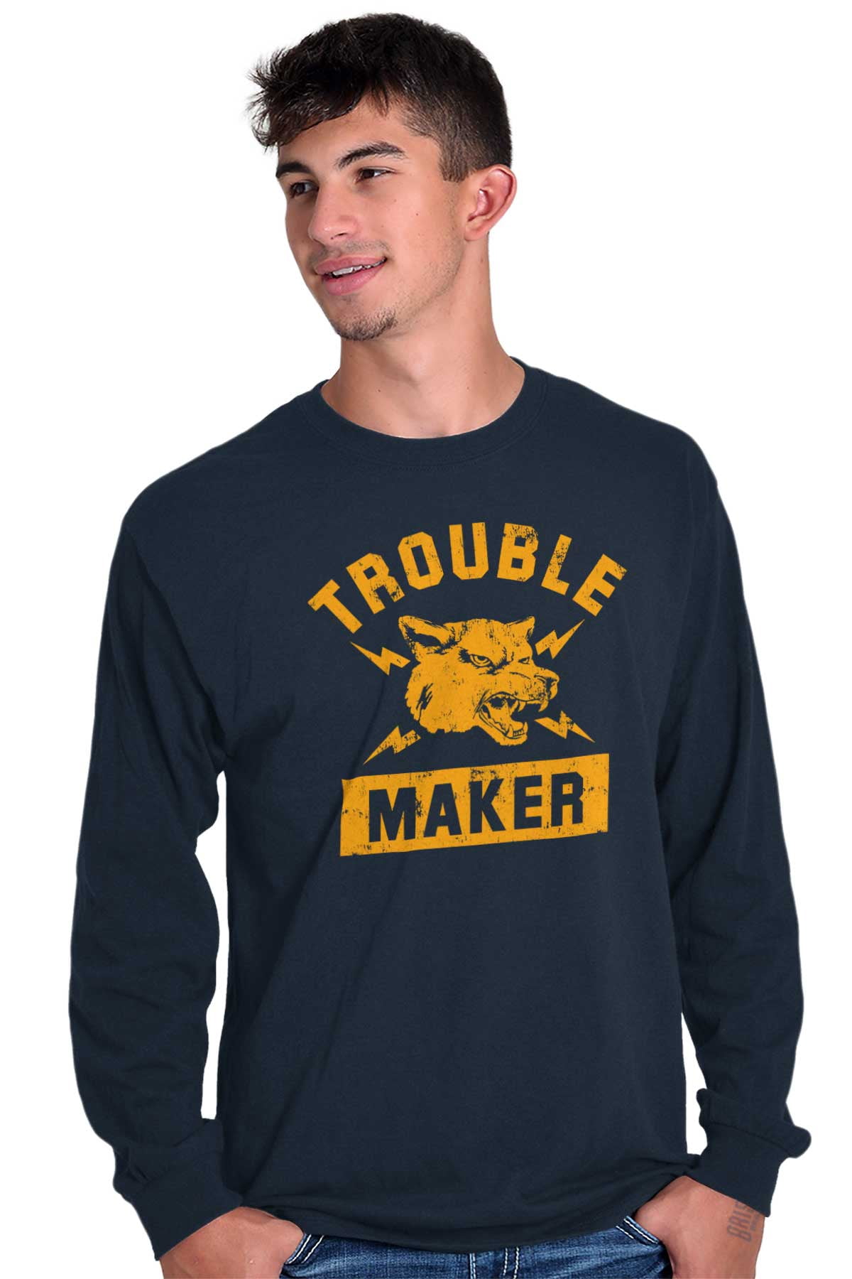 Trouble Maker Angry Wolf Gym Workout Long Sleeve TShirt Men Women ...
