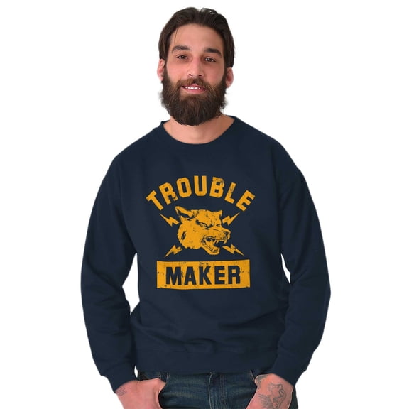 Trouble Maker Angry Wolf Gym Workout Sweatshirt for Men or Women Brisco Brands L