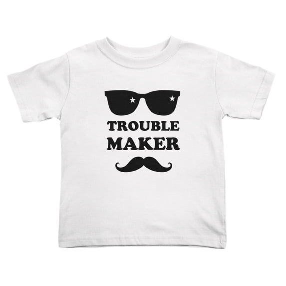Trouble Maker Cute Toddler T Shirts for Boys Girls (White, 2T)