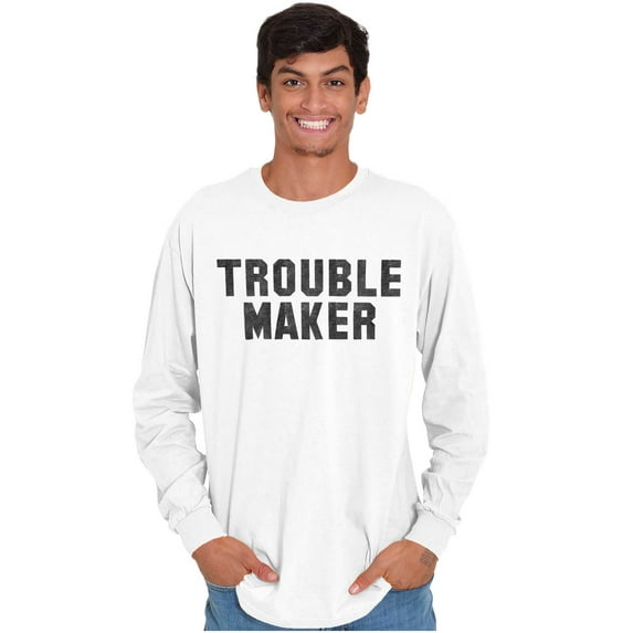 Trouble Maker Rebel College Party Plus Size Long Sleeve Graphic Tee Shirt Brisco Brands 3X