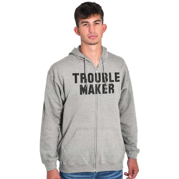 Trouble Maker Rebel College Party Unisex Fleece Graphic Zip Up Hoodie Brisco Brands 5X