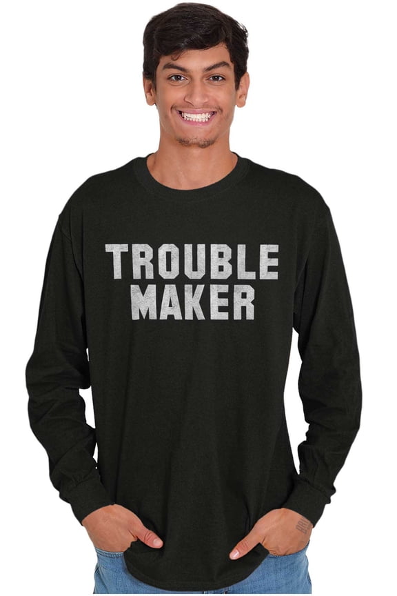Trouble Maker Rebel College Party Plus Size Long Sleeve Graphic Tee Shirt Brisco Brands 2X