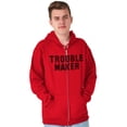 thumbnail image 1 of Trouble Maker Rebel College Party Unisex Fleece Graphic Zip Up Hoodie Brisco Brands 2X, 1 of 5