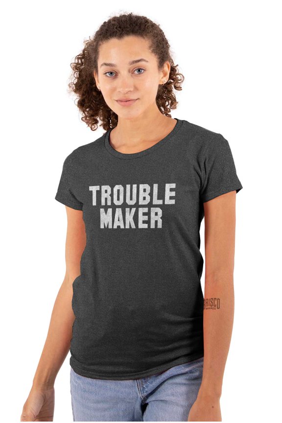 Trouble Maker Rebel College Party Womens Slim Fit Graphic Tee Brisco Brands M
