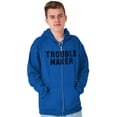 thumbnail image 1 of Trouble Maker Rebel College Party Zip Up Hoodie Men's Women's Brisco Brands S, 1 of 6