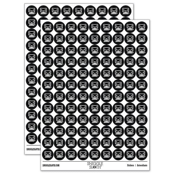 Troubled Kawaii Computer Face Emoticon 200+ Round Stickers - Black - Gloss Finish - 0.50" Size
