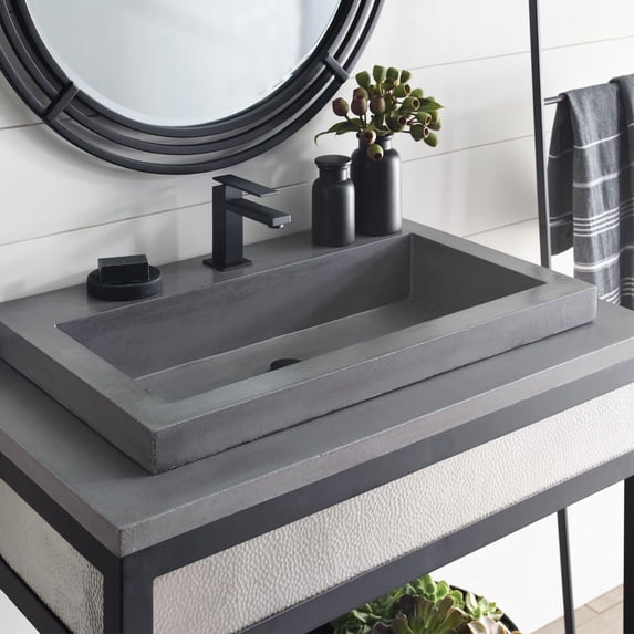 Native Trails NSL3019-SX Nativestone 30" Rectangular Concrete Drop In Bathroom Sink -