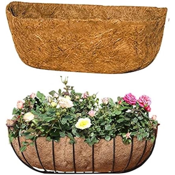 Trough Coco Fiber Replacement Liner (24 Inch)  Natural Coconut Coir Liner for Window Box/Hanging Trough Planters, Garden Flower & Vegetable Pots