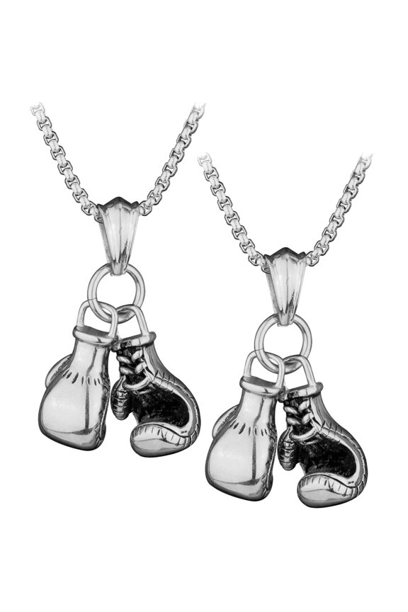 2Pcs Punk Style Jewelry Necklace for Men and Women with Boxing Gloves Charm
