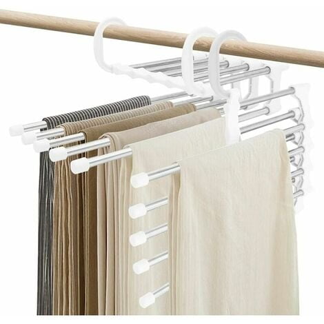 Trouser Hangers, Space Saving, Non-Slip Stainless Steel Clothes Storage ...