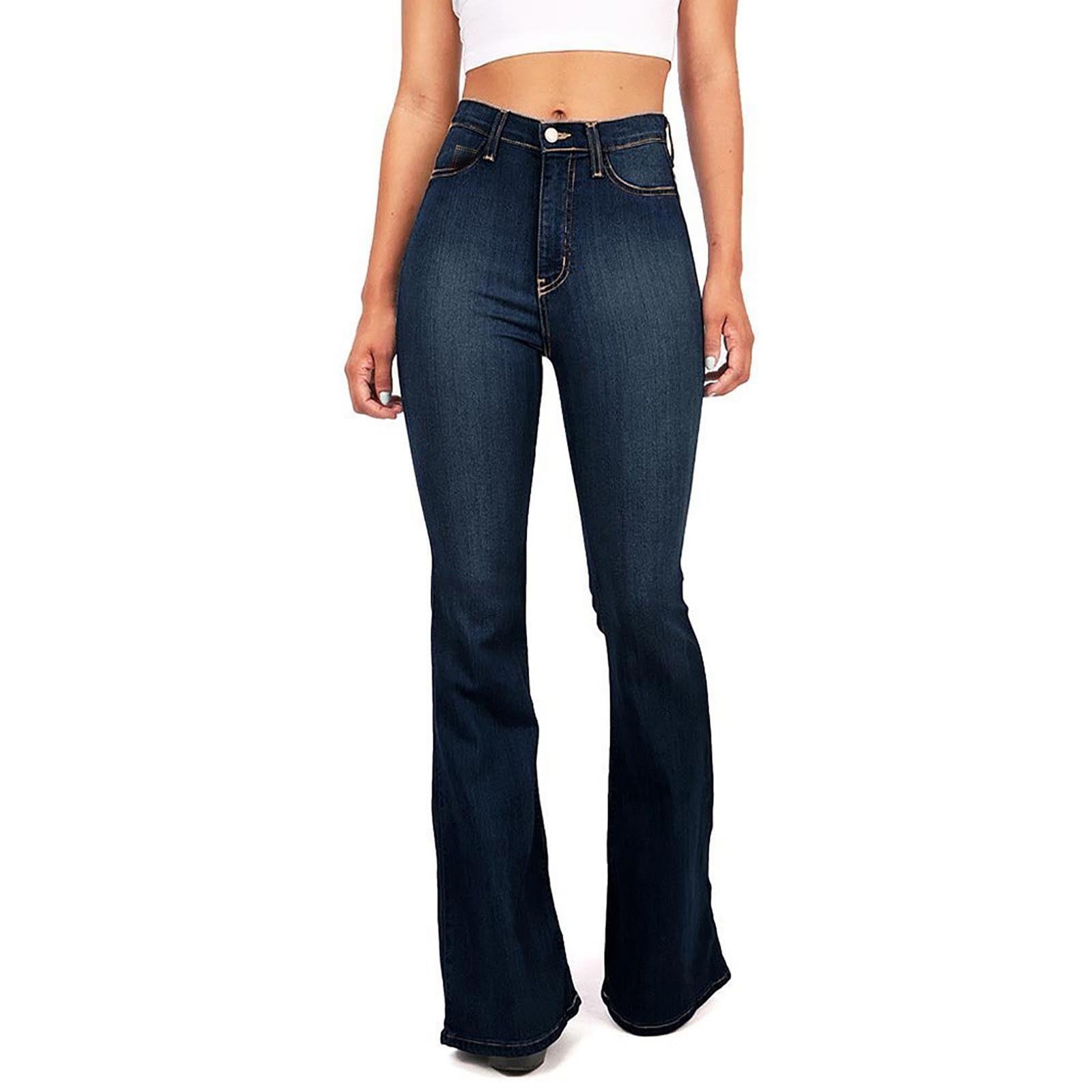 Trouser Jeans for Women Women Bell-Bottom Jeans High Waist Flared Jean ...
