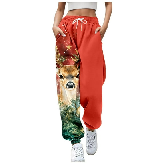 Trouser Pants for Women Christmas Santa Stretchy Relaxed Fit Lightweight Soft Comfy Pants for Women