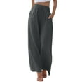 thumbnail image 1 of Trouser Pants for Women High Waisted Wide Leg Fashion Drawstring Elastic Comfy Straight Leg Long Pants for Women, 1 of 1