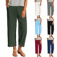 thumbnail image 1 of Trouser for Women Plus Size Women Summer Casual Loose Elastic Waist Wide Leg Stretch Lounge Linen Pockets Pants, 1 of 10