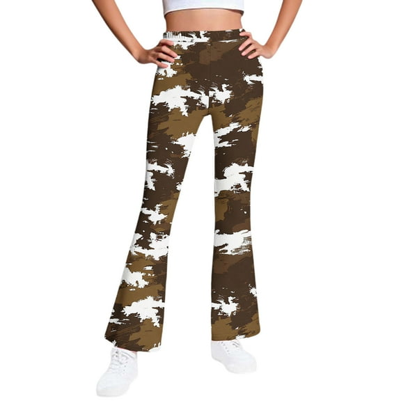 Trousers Pants for Girls Fall Winter Fleece Lined Sherpa Brunch Camo Warm Fuzzy Flared Wide Leg Trousers Pants Leggings Stockings Girls Clothes Regular Fit