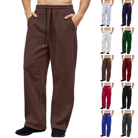Trousers Pants for Men Drawstring Waist Wide-Leg Loose-Fitting Long Pants Sports Pants With Pockets for Any Occasion
